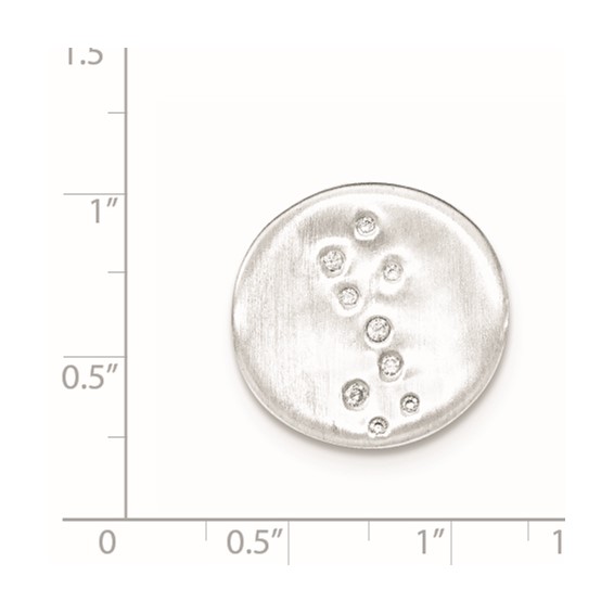 Sterling Silver Satin CZ Disc Slide Pendant