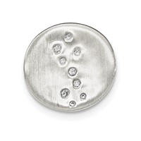 Sterling Silver Satin CZ Disc Slide Pendant view 1