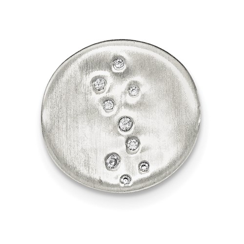 Sterling Silver Satin CZ Disc Slide Pendant