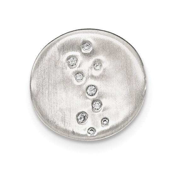Sterling Silver Satin CZ Disc Slide Pendant
