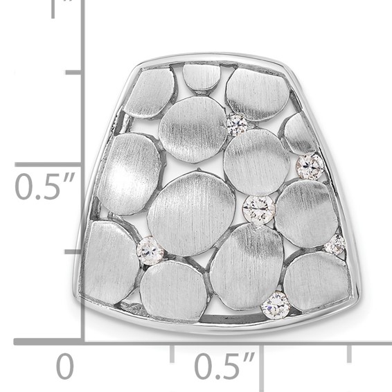 Sterling Silver Satin & Polished CZ Slide