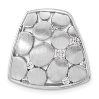 Sterling Silver Satin & Polished CZ Slide view 1