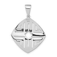 Sterling Silver Rhodium-plated Scratch Finish Square Cutout Pendant view 4