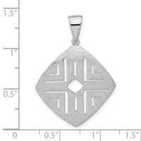 Sterling Silver Rhodium-plated Scratch Finish Square Cutout Pendant view 3