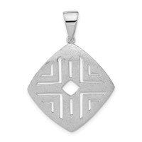 Sterling Silver Rhodium-plated Scratch Finish Square Cutout Pendant view 1