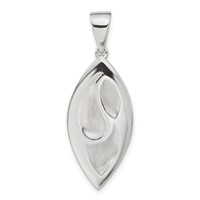 Sterling Silver Rhodium-plated Polished & Satin Fancy Pendant view 1