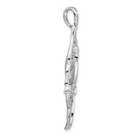 Sterling Silver Polished CZ Leaf Slide view 2