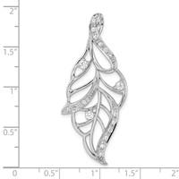 Sterling Silver Polished CZ Leaf Slide view 3