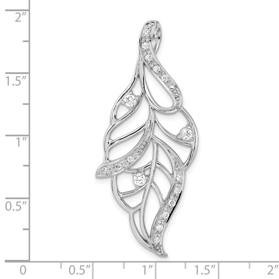 Sterling Silver Polished CZ Leaf Slide