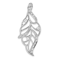 Sterling Silver Polished CZ Leaf Slide view 1