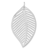 Sterling Silver Polished Cutout Leaf Pendant view 4