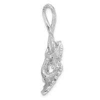 Sterling Silver Polished and Satin CZ Flowers Slide view 2