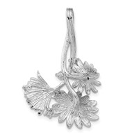 Sterling Silver Polished and Satin CZ Flowers Slide view 4