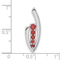Sterling Silver Polished Fancy Red CZ Slide Pendant view 3