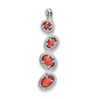 Sterling Silver Polished Red CZ Oval Dangle Slide Pendant view 4
