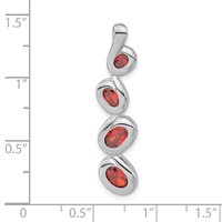 Sterling Silver Polished Red CZ Oval Dangle Slide Pendant view 3
