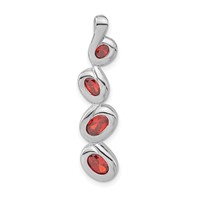Sterling Silver Polished Red CZ Oval Dangle Slide Pendant view 1