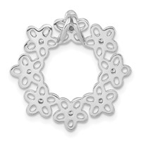 Sterling Silver Polished Beaded CZ Flower Circle Chain Slide Pendant view 4