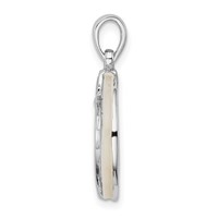 Sterling Silver Rhodium-plated Polished Round Mother of Pearl Palm Tree Pendant view 2