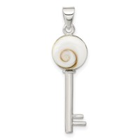 Sterling Silver Polished Shiva Eye Key Pendant view 1