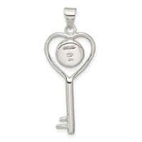 Sterling Silver Polished Shiva Eye in Heart Key Pendant view 4