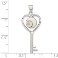 Sterling Silver Polished Shiva Eye in Heart Key Pendant view 3