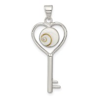 Sterling Silver Polished Shiva Eye in Heart Key Pendant view 1