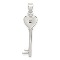 Sterling Silver Polished Shiva Eye Heart Key Pendant view 4