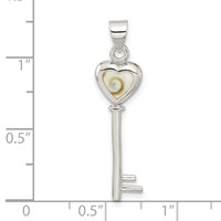 Sterling Silver Polished Shiva Eye Heart Key Pendant view 3