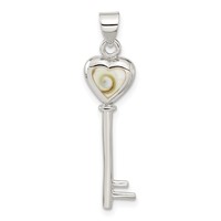 Sterling Silver Polished Shiva Eye Heart Key Pendant view 1