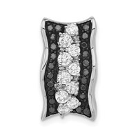 Sterling Silver Pendant with Black Rhodium Polished Black & White CZ Slide view 1