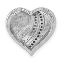 Sterling Silver Pendant with Black Rhodium White & Black Enamel CZ Heart Chain Slide view 4