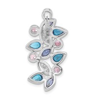Sterling Silver Polished Pink, Blue & Clear CZ Slide Pendant view 4