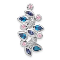 Sterling Silver Polished Pink, Blue & Clear CZ Slide Pendant view 1