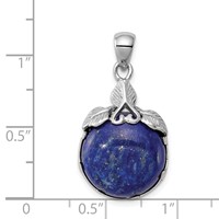 Sterling Silver Rhodium-plated Lapis Lazuli Pendant view 3