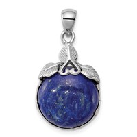 Sterling Silver Rhodium-plated Lapis Lazuli Pendant view 1