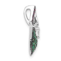 Sterling Silver & Black Rhodium Multi-color Stones & CZ Star Chain Slide view 2