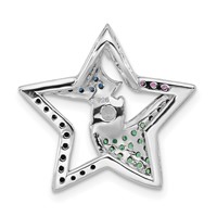 Sterling Silver & Black Rhodium Multi-color Stones & CZ Star Chain Slide view 4