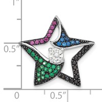 Sterling Silver & Black Rhodium Multi-color Stones & CZ Star Chain Slide view 3