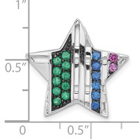 Sterling Silver with Black Rhodium Synthetic Stones Star Chain Slide view 3
