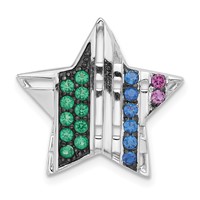 Sterling Silver with Black Rhodium Synthetic Stones Star Chain Slide view 1