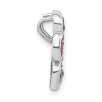 Sterling Silver Black Rhodium Synthetic Stones & CZ Flower Slide Pendant view 2