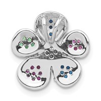 Sterling Silver Black Rhodium Synthetic Stones & CZ Flower Slide Pendant view 4