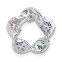 Sterling Silver with Black Rhodium Synthetic Stones Flower Chain Slide view 4
