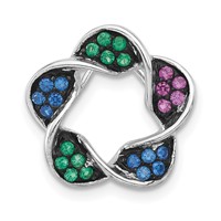 Sterling Silver with Black Rhodium Synthetic Stones Flower Chain Slide view 1