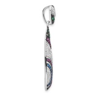 Sterling Silver Pendant with Black Rhodium Syn. Stones & CZ Teardrop Slide view 3