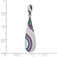 Sterling Silver Pendant with Black Rhodium Syn. Stones & CZ Teardrop Slide view 2