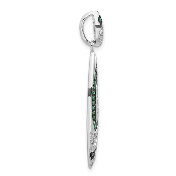 Sterling Silver & Black Rhodium Syn. Green Spinel & CZ Slide Pendant