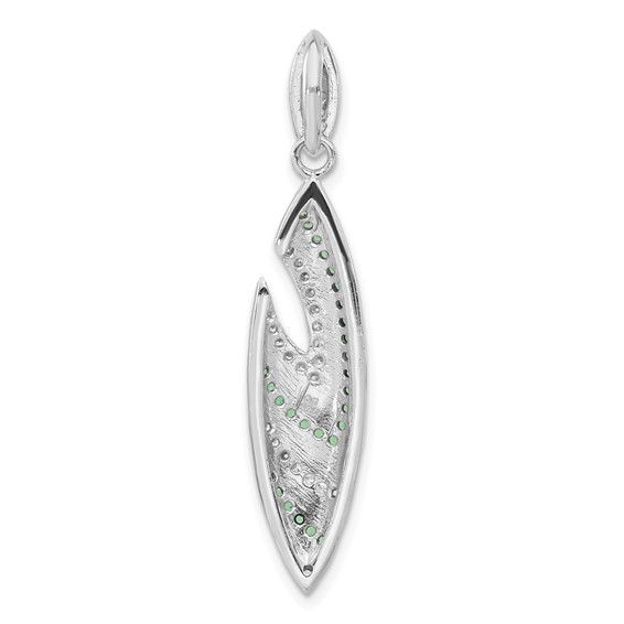 Sterling Silver & Black Rhodium Syn. Green Spinel & CZ Slide Pendant