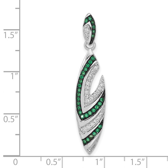 Sterling Silver & Black Rhodium Syn. Green Spinel & CZ Slide Pendant
